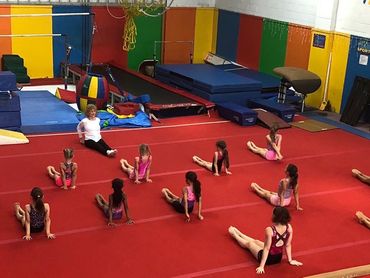 Children in a gymnastics class at Triumph Gymnastics