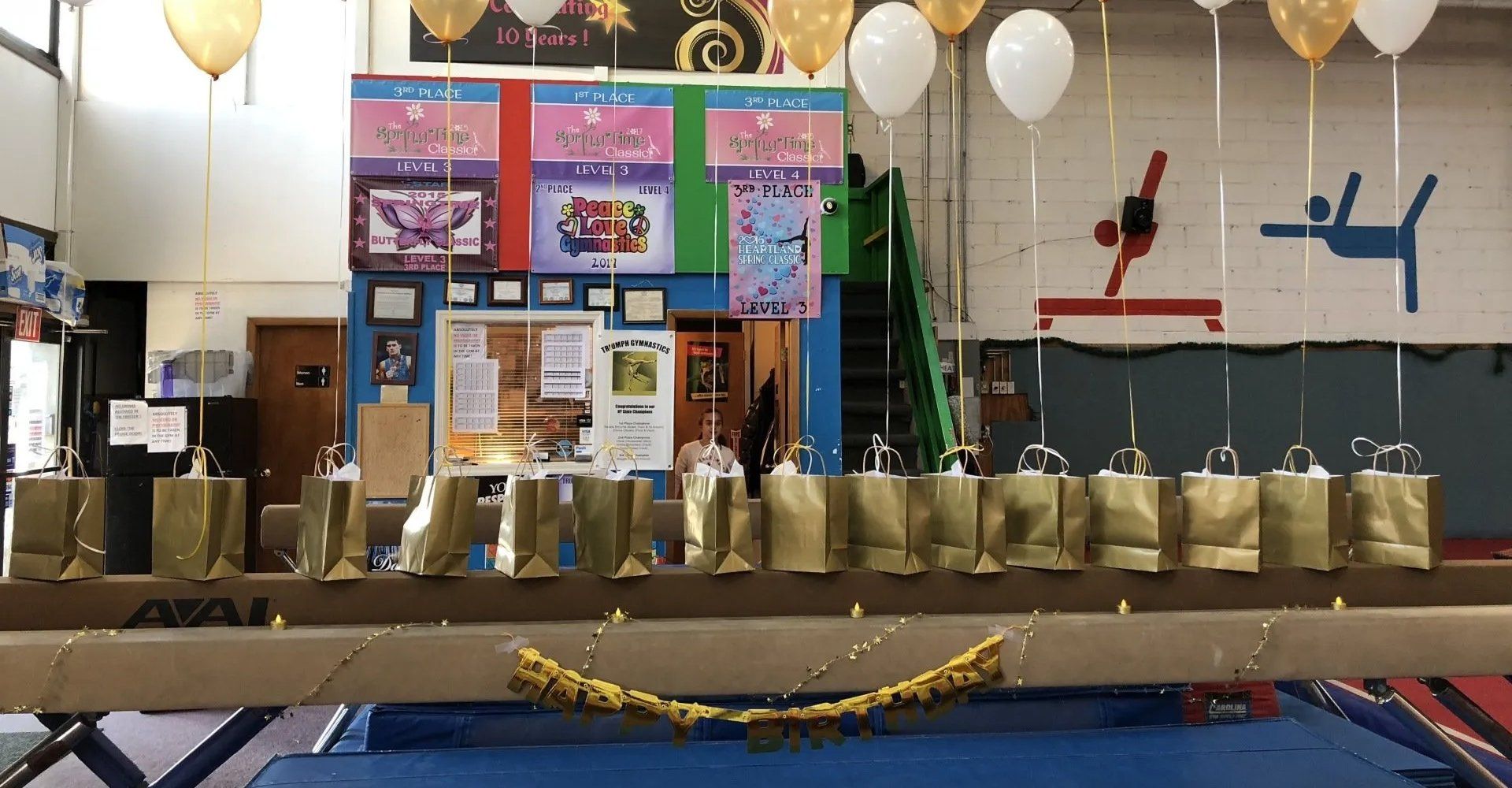 Children enjoying a birthday party at Triumph Gymnastics